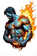 prometheus with fire flames tattoo design idea