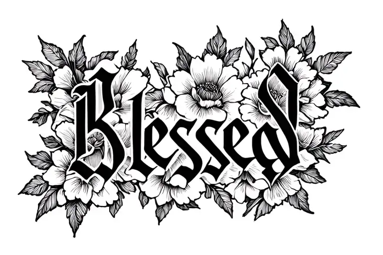 blessed written tattoo design idea