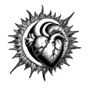 human heart chained within a sublime sun and moon inside tattoo design idea