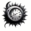 Sun and moon clock tattoo design idea