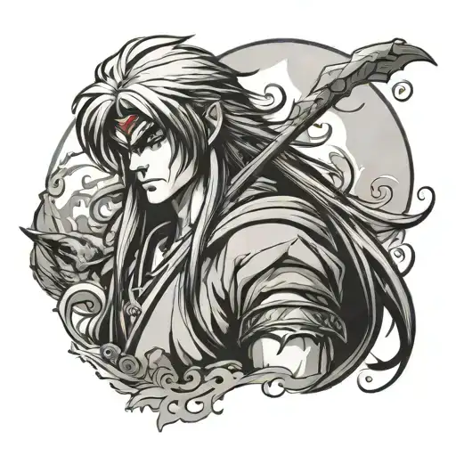 sesshomaru and moon tattoo design idea