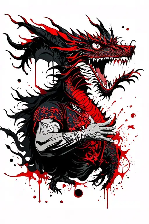  kaido from one piece and his dragon too covering his hand to chest tattoo tattoo design idea