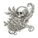 sheet ghost and flowers surrounding them tattoo design idea