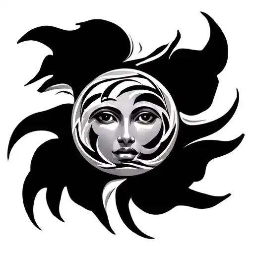 tribal sun black grey tattoo tattoo design idea