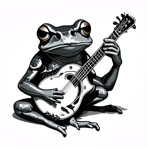 Skull Frog playing a banjo tattoo design idea