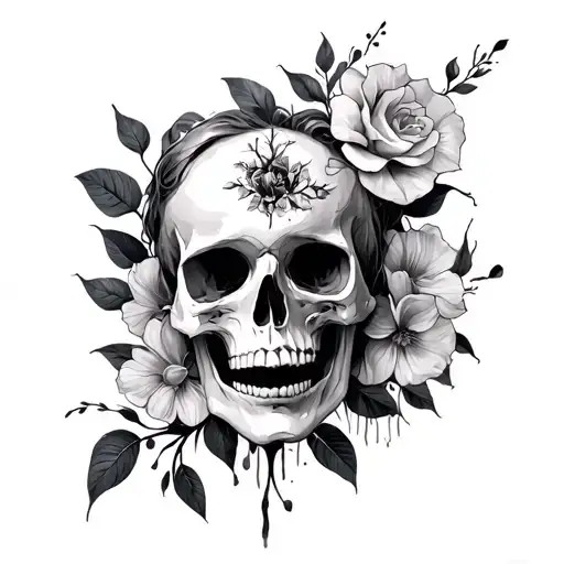 The struggle between life and death black and grey showing the beauty of life and death tattoo design idea