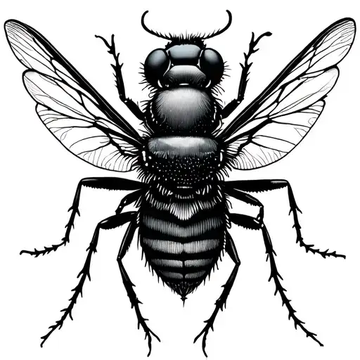 Blackwork fly tattoo, vintage entomology, death and decay symbol.” tattoo design idea