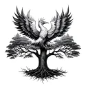 tree of life with phoenix in the tree tattoo design idea