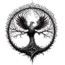 tree of life with phoenix in the tree tattoo design idea