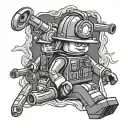 lego fire fighter surrounded tattoo design idea