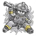 lego fire fighter surrounded tattoo design idea