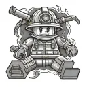 lego fire fighter surrounded tattoo design idea