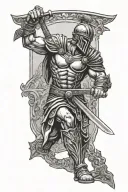 ROMAN GLADIATOR HOLDING SWORD tattoo design idea