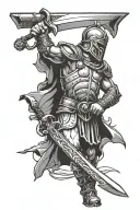 ROMAN GLADIATOR HOLDING SWORD tattoo design idea