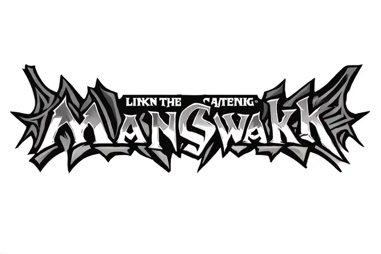 tribal style with borders. includ, Linkin Park logo, Magic the Gathering planswaker logo,one piece logo in tribal patern tattoo design idea