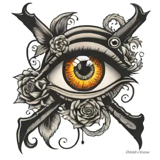 lovers eye with Gemini and virgo zodiac sign tattoo design idea