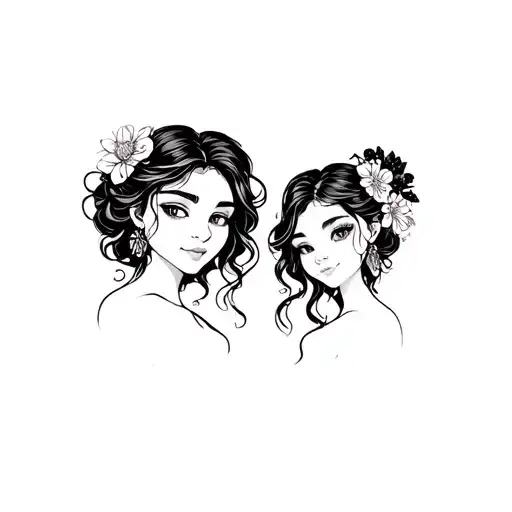 Mother Daughter Matching tattoo design idea