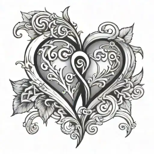 two hearts intertwined with initials C and A tattoo design idea