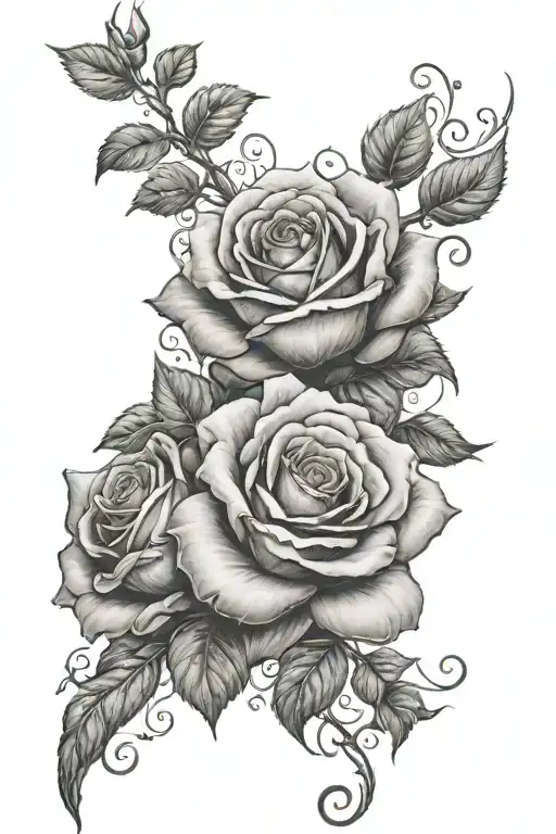 breast cancer roses vines tattoo design idea