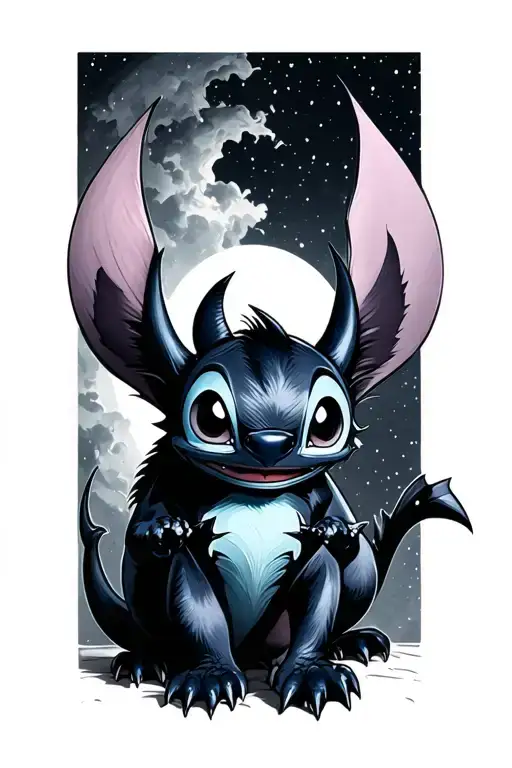 stitch and toothless night fury tattoo design idea