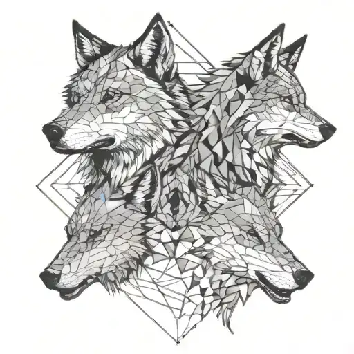 two wolfs one of them angry  tattoo design idea