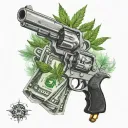 weed guns money music themed tattoo iceberg  tattoo design idea