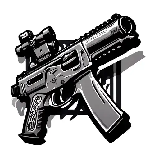 Ak47 outline with mexi Cali tattoo design idea