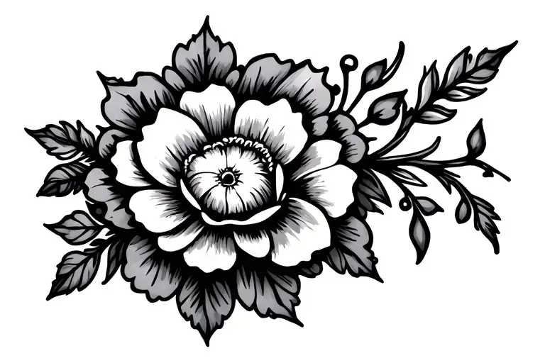 floral simple design with a gothic cross tattoo design idea