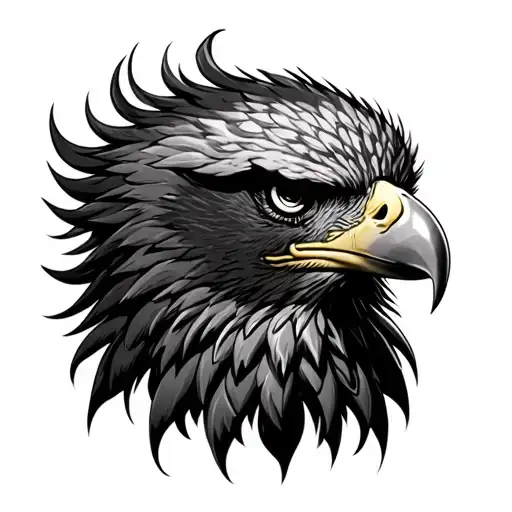 Here is a **detailed artistic description** of the tattoo design you're envisioning—a **fiery, majestic eagle face**, fu tattoo design idea