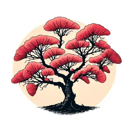 Ginkgo Biloba tree silhouette tattoo design idea