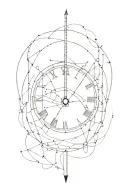 clock that has HANDS THAT CONTROL HUMANS through strings attached and clock is shattered  tattoo design idea