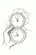 clock that has HANDS THAT CONTROL HUMANS through strings attached and clock is shattered  tattoo design idea