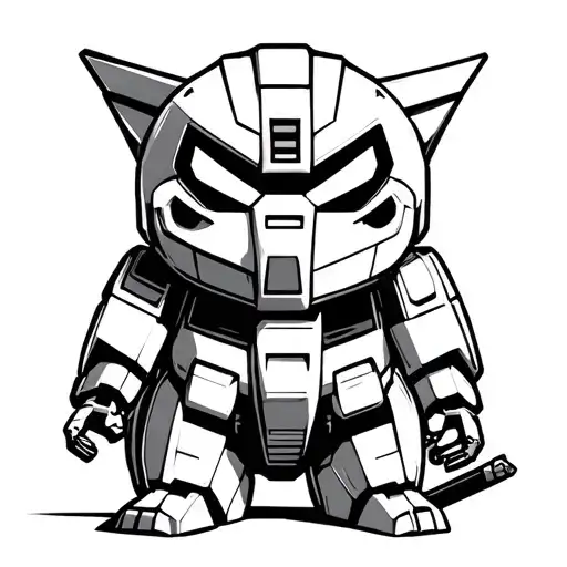 gundam and daruma doll tattoo design idea