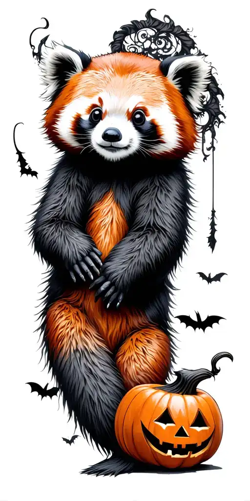 red panda halloween ghost costume cute childlike tattoo design  show tail tattoo design idea