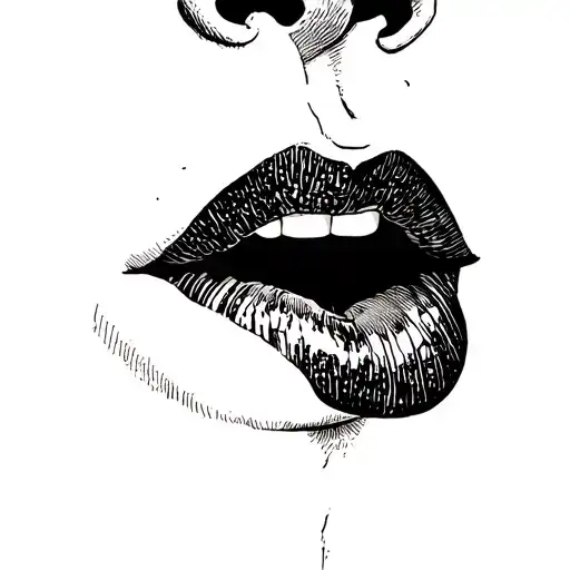 penis and lips open for a kiss tattoo design idea