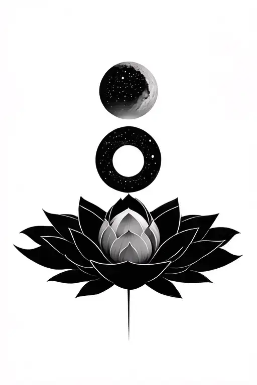 lotus opening planets universe geometric tattoo design idea