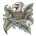 leafs around eagle and snake tattoo design idea