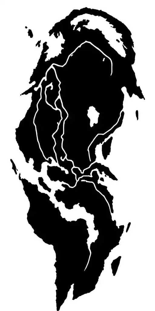 sci fi tribal lines map of Antarctica tattoo design idea