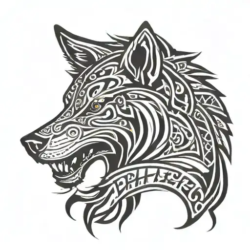 philip name  in a wolf head tattoo design idea