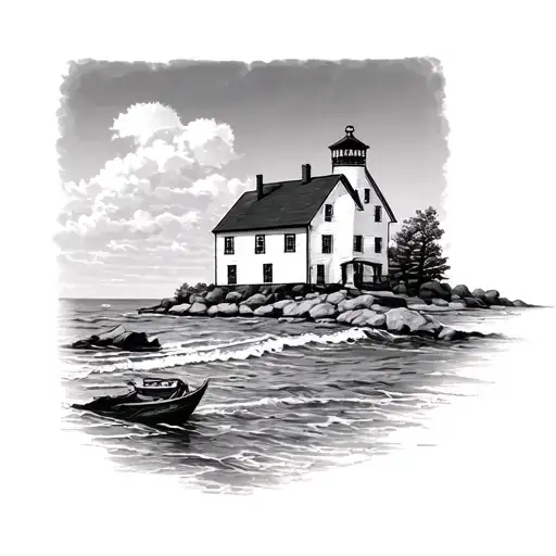 cape cod sea shore tattoo design idea