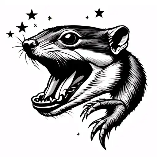 iam weasel, bbq offset sm vertical tatoo with stars tattoo design idea