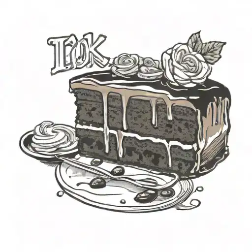 slice of chocolate cake laid on it's side with saying "It's ok" tattoo design idea