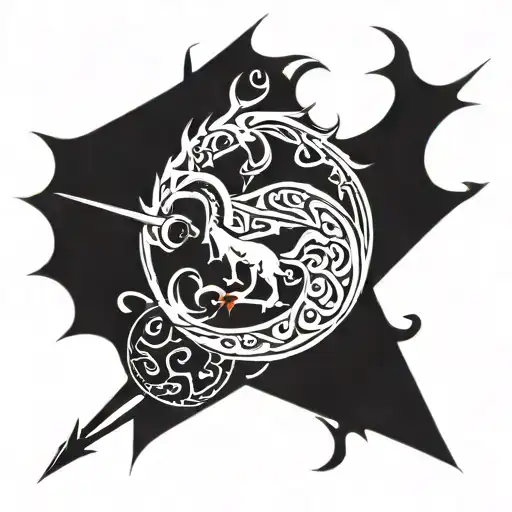 Targaryen Sigil mixed with lord of the rings sword tattoo design idea