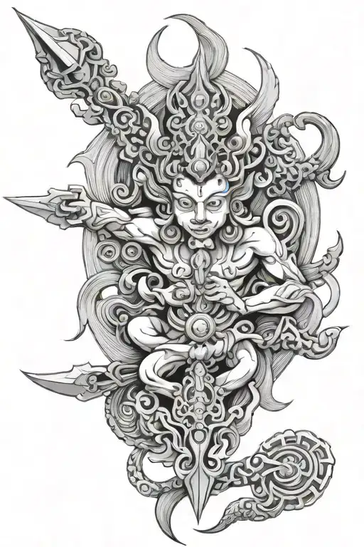 double vajra shooting energy tattoo design idea
