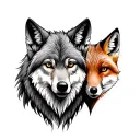 wolf and fox tattoo design idea