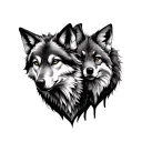 wolf and fox tattoo design idea