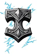 thors hammer with lightning tattoo design idea