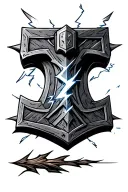 thors hammer with lightning tattoo design idea