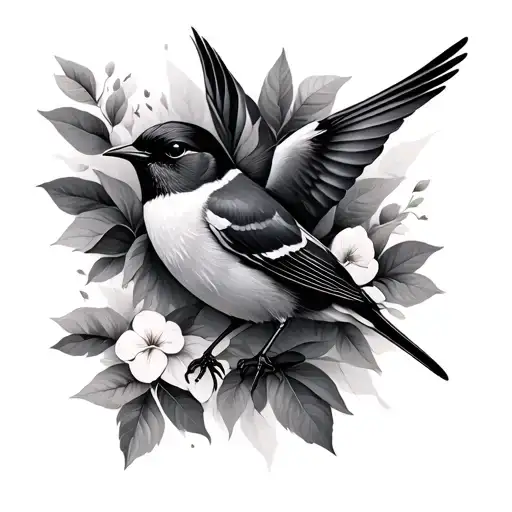robin & swallow tattoo design idea