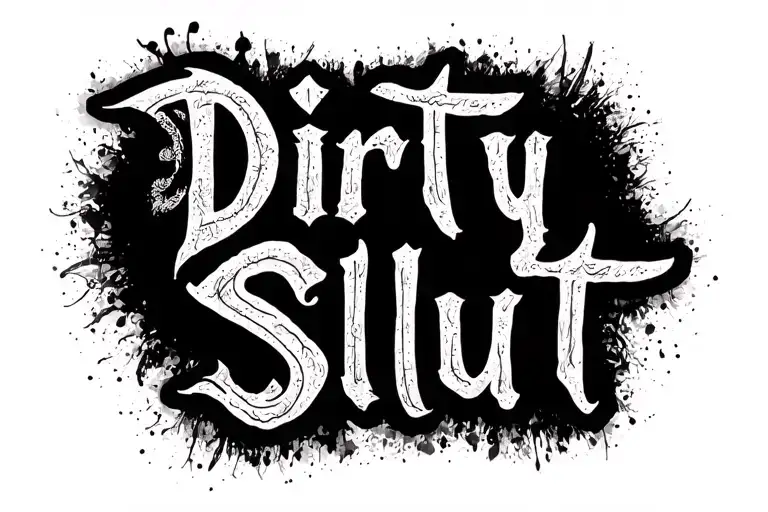 "Dirty Slut" writing poetry tattoo design idea